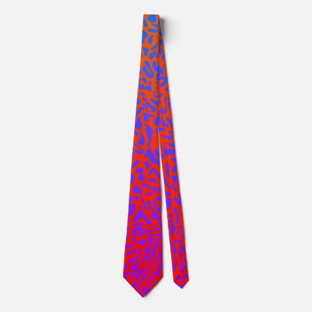 Fiery Red Orange Purple Large Leopard Print Tie (Front)