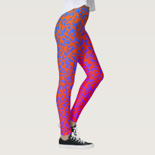 Fiery Red Orange Purple Leopard Leggings