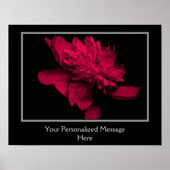 Fiery Red Peony Flower Create Your Own Poster (Front)