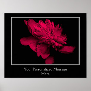 Fiery Red Peony Flower Personalised Poster