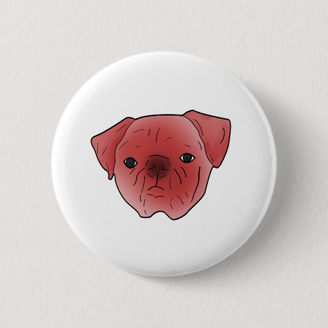 Fiery red pug 6 cm round badge (Front)