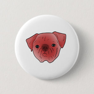 Fiery red pug 6 cm round badge