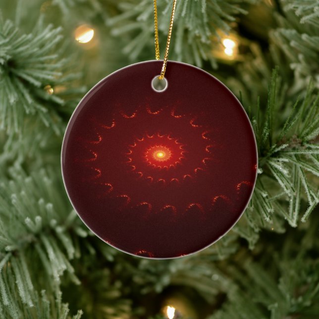 Fiery Red Sparkle Swirl Gradient Ceramic Tree Decoration (Tree)