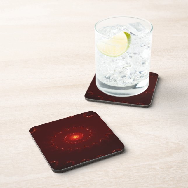 Fiery Red Sparkle Swirl Gradient Coaster (Right Side)