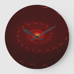 Fiery Red Sparkle Swirl Gradient Large Clock