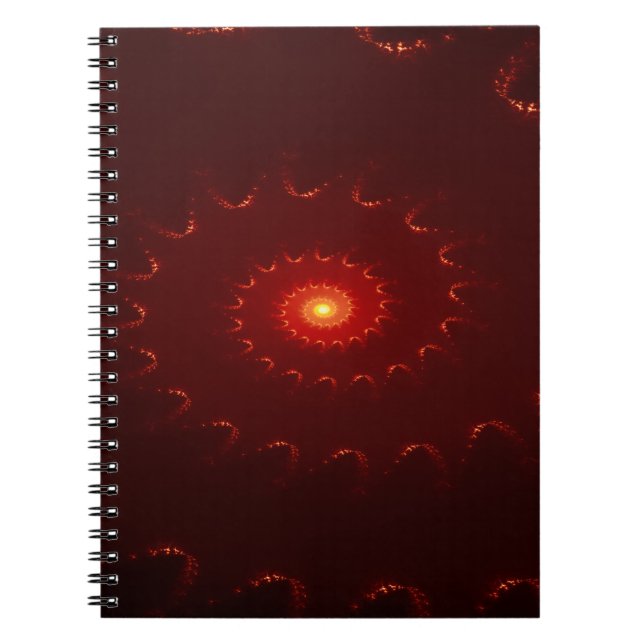 Fiery Red Sparkle Swirl Gradient Notebook (Front)
