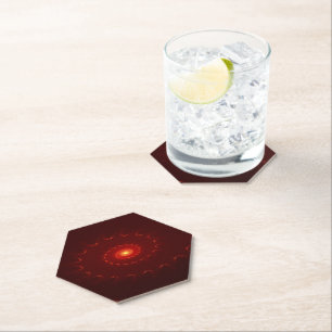 Fiery Red Sparkle Swirl Gradient Paper Coaster