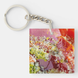 Fiery Red Wulfenite Gemstone Crystal Glow Bold Art Key Ring