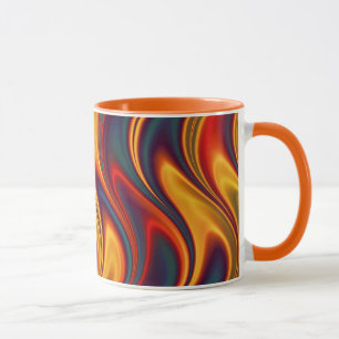 Fiery red yellow blue waves mug