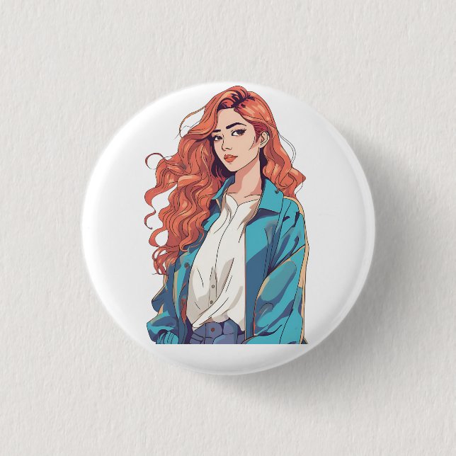 Fiery Redhead Aesthetic 3 Cm Round Badge (Front)