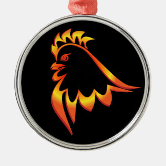 Fiery Rooster Metal Tree Decoration