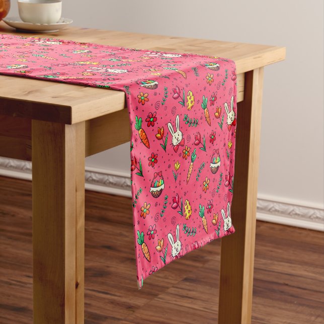 Fiery Rose Easter Pattern Table Runner (In Situ)