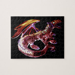 Fiery Ruby Crimson Dragon Mythical Challenge Vivid Jigsaw Puzzle