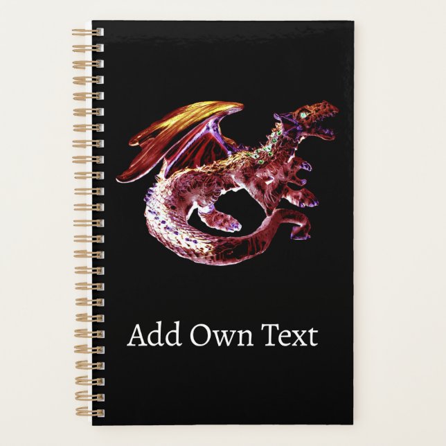 Fiery Ruby Dragon Fantasy Cover Design Creative Planner (Front)