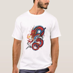 Fiery Samurai Dragon – Japanese Katana tshirt