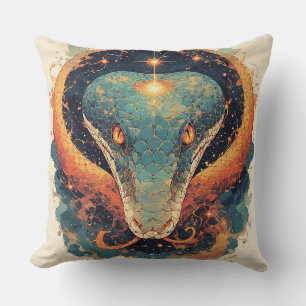 Fiery Serpent Illustration For Bold Home Decor 🔥 Cushion