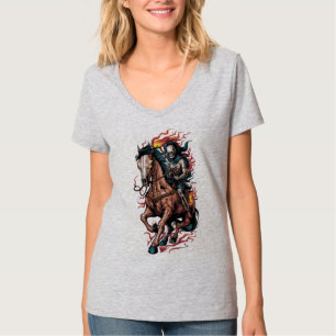 Fiery Skeleton Rider on a Galloping Horse T-Shirt