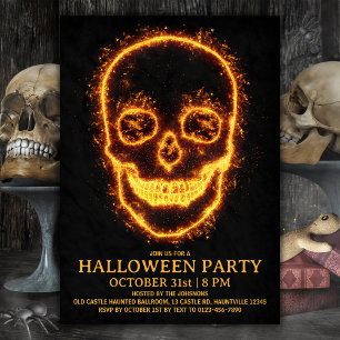 Fiery Skull Halloween Party Invitation