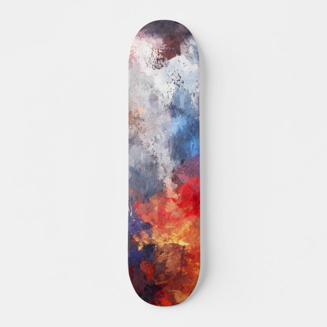 Fiery Sky Storm Abstract Skateboard (Front)