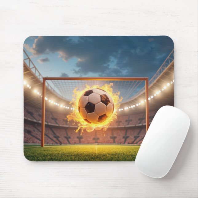 Fiery Soccer Ball Mouse Mat (With Mouse)