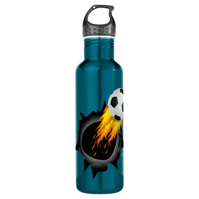 Fiery Soccer Ball Water Bottles (Front)