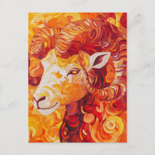 Fiery Solar Capricorn Spirit Announcement Postcard