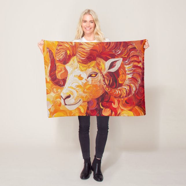 Fiery Solar Capricorn Spirit Fleece Blanket (In Situ)