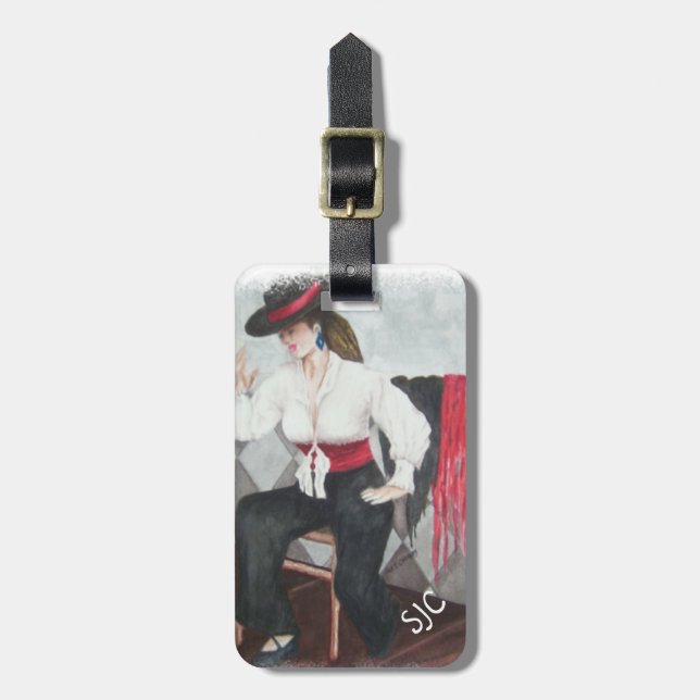 FIERY SPANISH DANCER PERSONALIZED LUGGAGE TAG (Front Vertical)