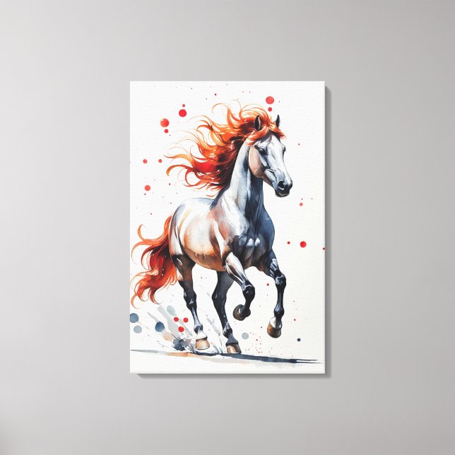 Fiery Spirit - Majestic Horse Watercolor Art  Canvas Print (Front)