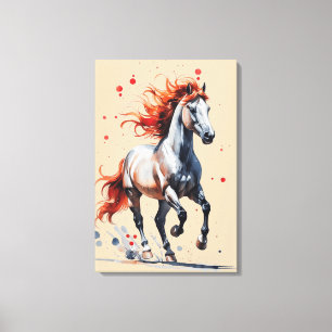 Fiery Spirit - Majestic Horse Watercolor Art  Canvas Print