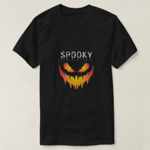 Fiery Spooky Face – Halloween Graphic Design T-Shirt