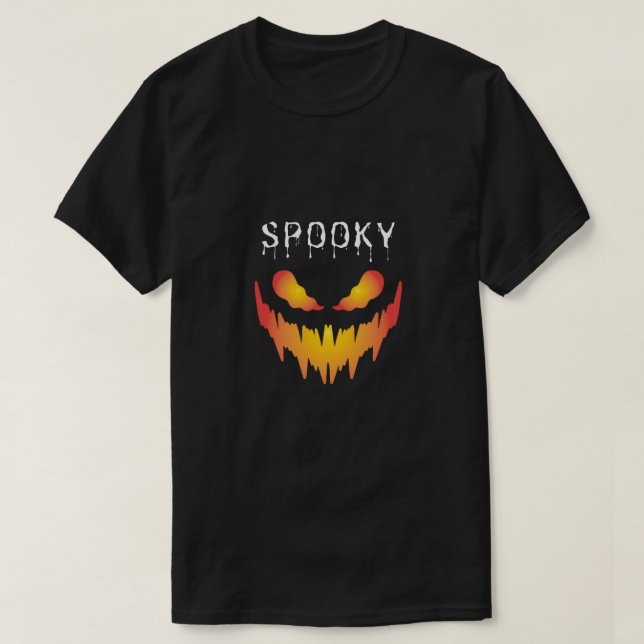Fiery Spooky Face – Halloween Graphic Design T-Shirt (Design Front)