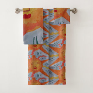 Fiery Sun Bath Towel Set
