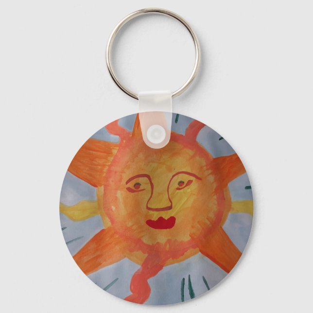 Fiery Sun Button Key Ring (Front)