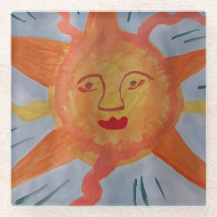 Fiery Sun Glass Coaster