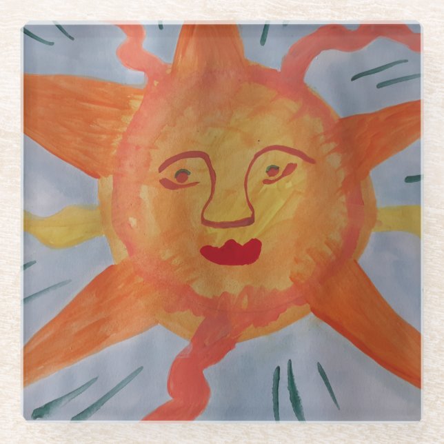 Fiery Sun Glass Coaster (Front)