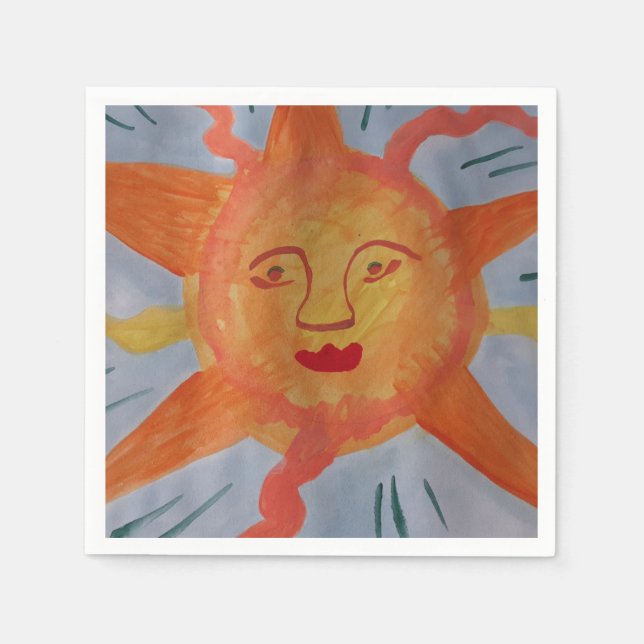 Fiery Sun Paper Napkins (Front)