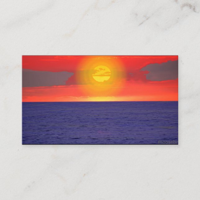 Fiery Sunrise Over Water Business Card (Front)