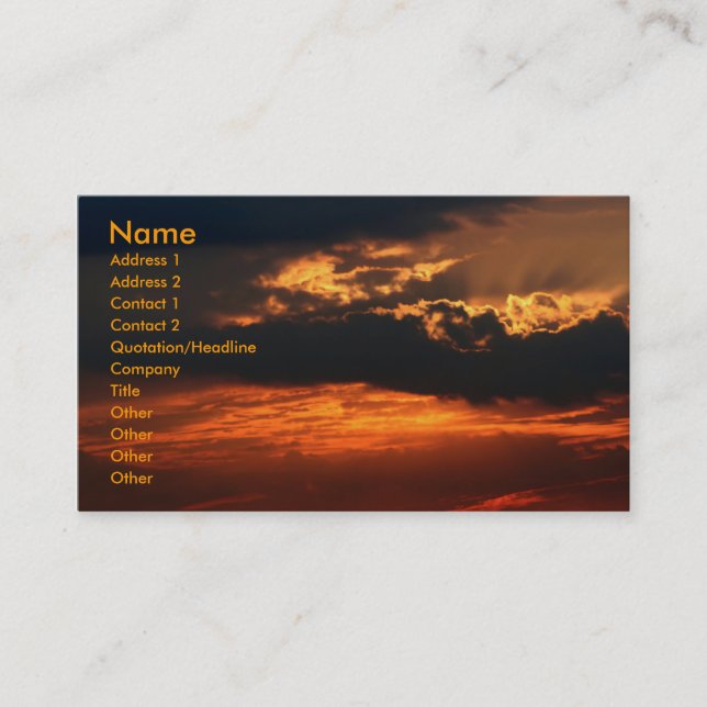 Fiery Sunset Business Card (Front)