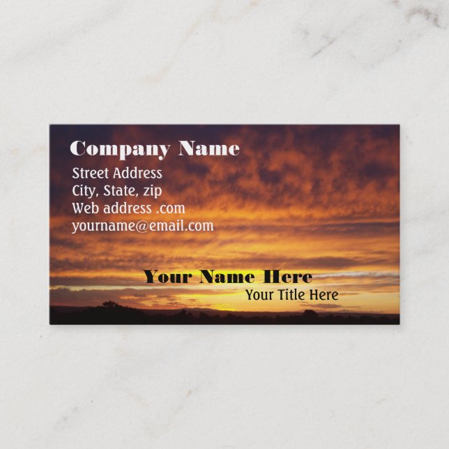 Fiery Sunset business card (Front)