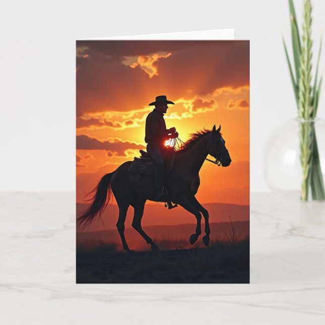 Fiery Sunset Horse Ride Card (Front)