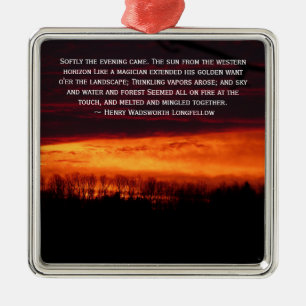 Fiery Sunset In Caribou, Maine Metal Tree Decoration