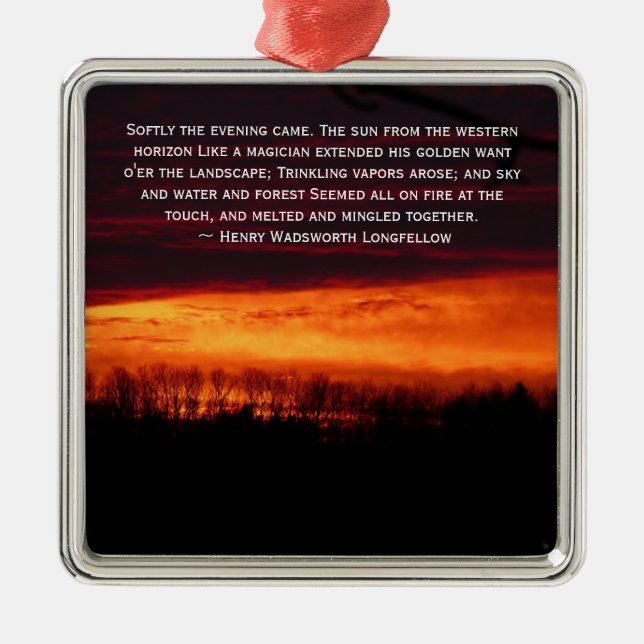 Fiery Sunset In Caribou, Maine Metal Tree Decoration (Front)