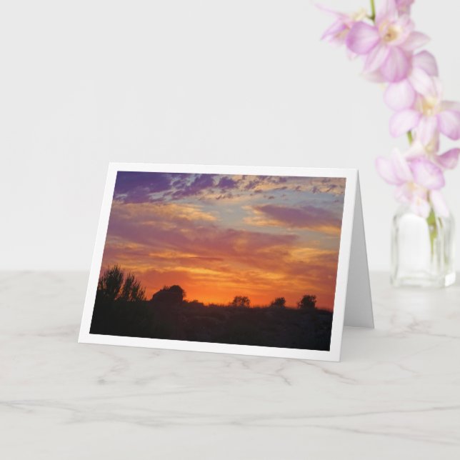 Fiery Sunset Landscape Card (Orchid)