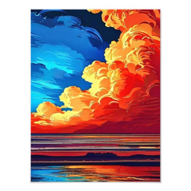 Fiery Sunset Over the Ocean Photo Print (Front)