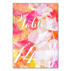FIERY SUNSET WATERCOLOR HOLLYHOCK TABLE CARDS