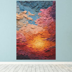 Fiery Sunset With Radiant Sky Abstract Wall Art