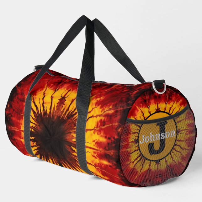 Fiery Tie Dye Sport Gear Monogram Personalised Duffle Bag (Right Corner)