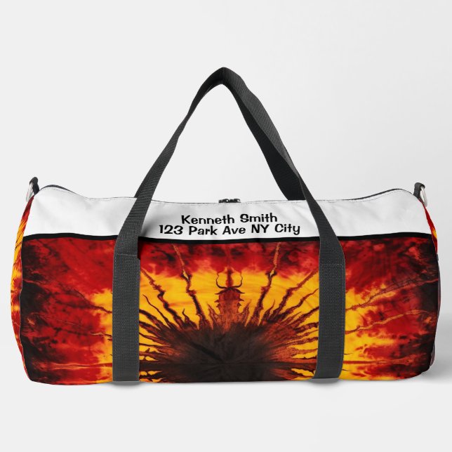 Fiery Tie Dye Sport Gear Monogram Personalised Duffle Bag (Front)