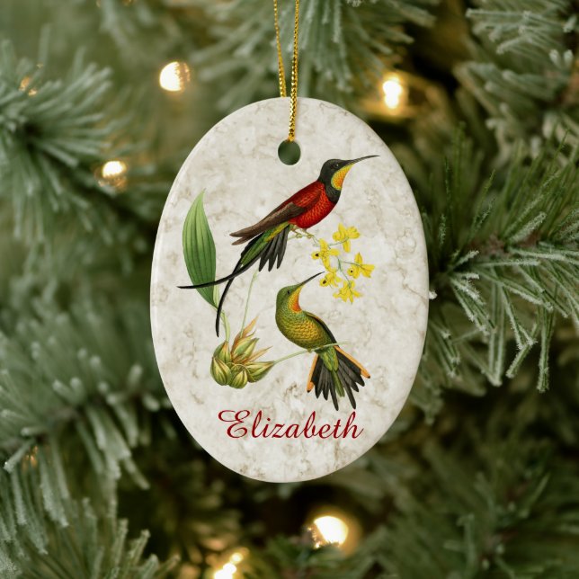 Fiery Topaz Hummingbirds Ceramic Tree Decoration (Tree)